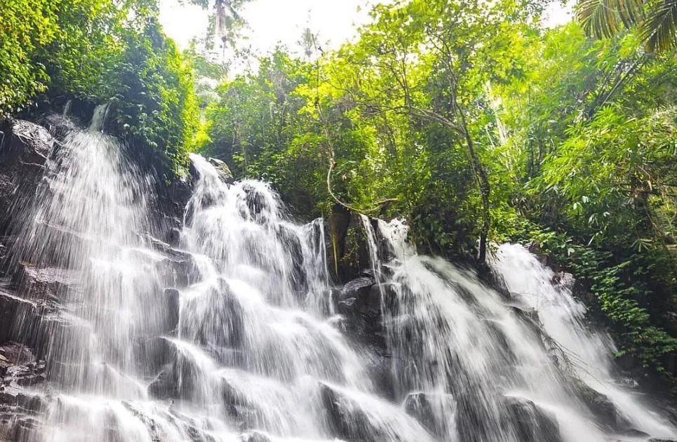 Bali Tour Waterfall Exploration through a tropical waterfall